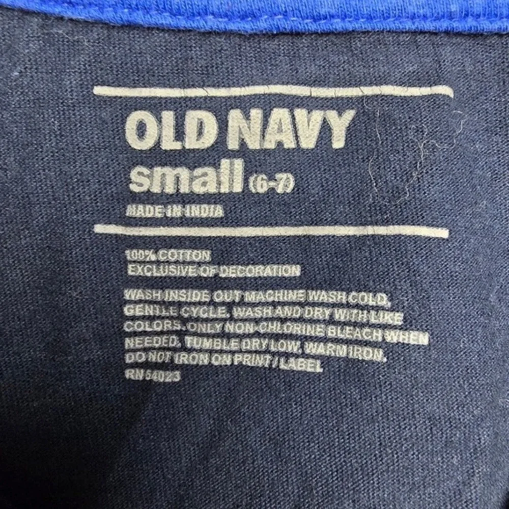 Old Navy Boys Navy Layered Look Long Sleeve Polo Shirt Plaid Trim Size‎ S 6-7